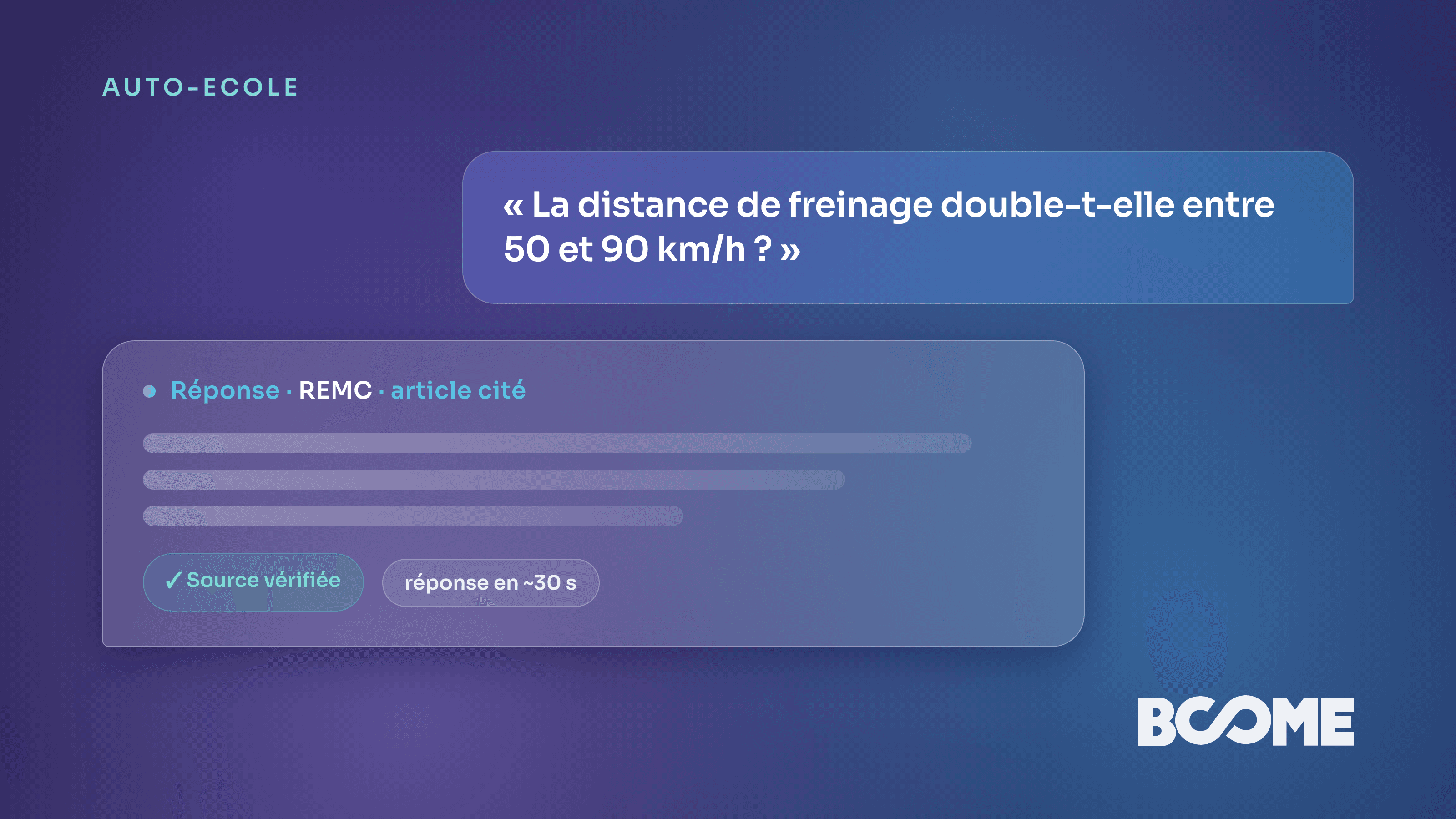 Assistant IA de révision du code de la route pour élève d'auto-école, réponse sourcée sur le REMC en quelques secondes
