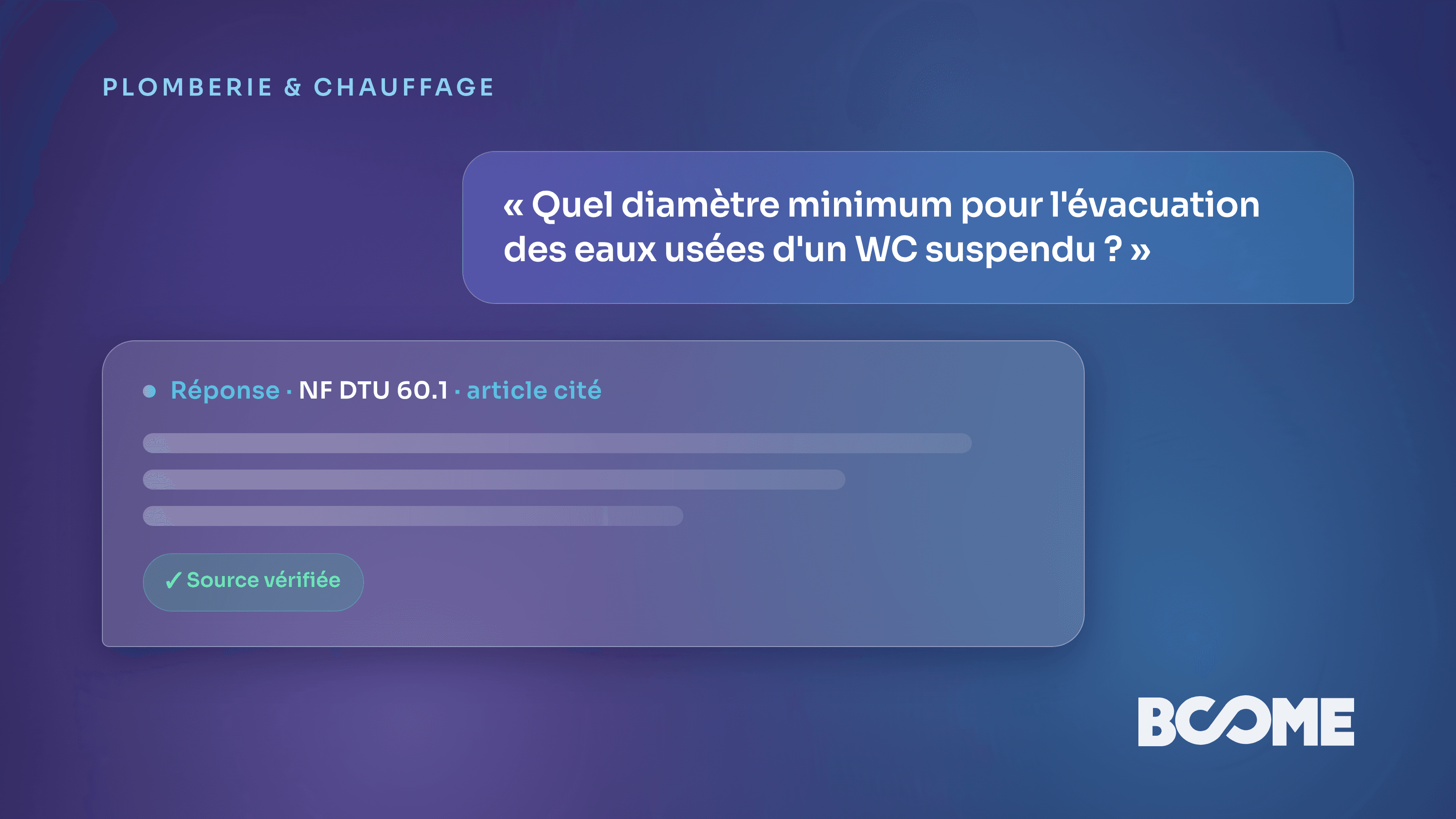 Assistant IA de vérification du DTU plomberie et gaz pour plombiers, réponse sourcée en quelques secondes