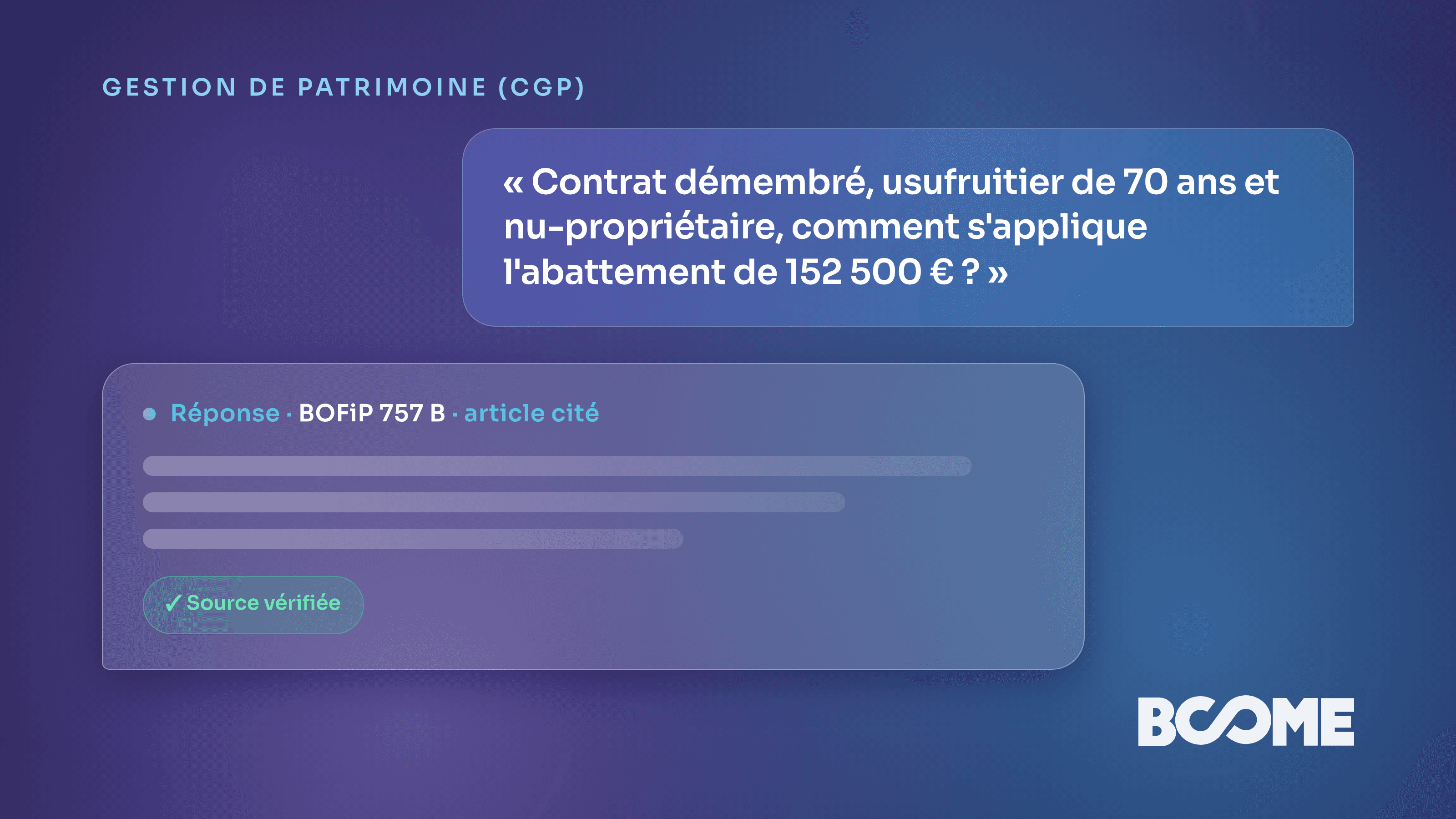 Assistant IA de recherche fiscale sur clause bénéficiaire démembrée, réponse sourcée BOFiP pour CGP