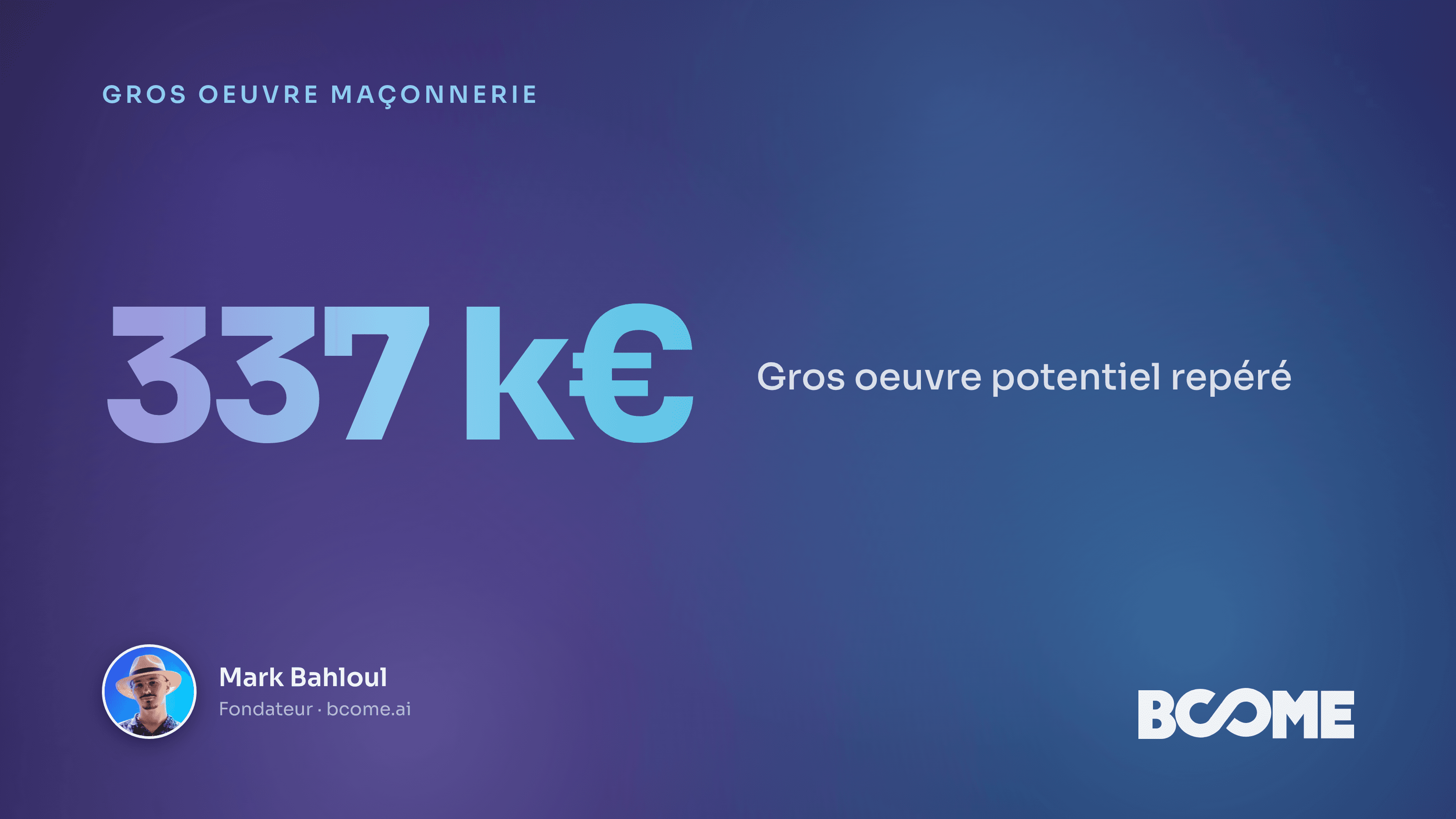 Carte IA des permis de construire d'un secteur, gros oeuvre estimé par chantier pour un maçon