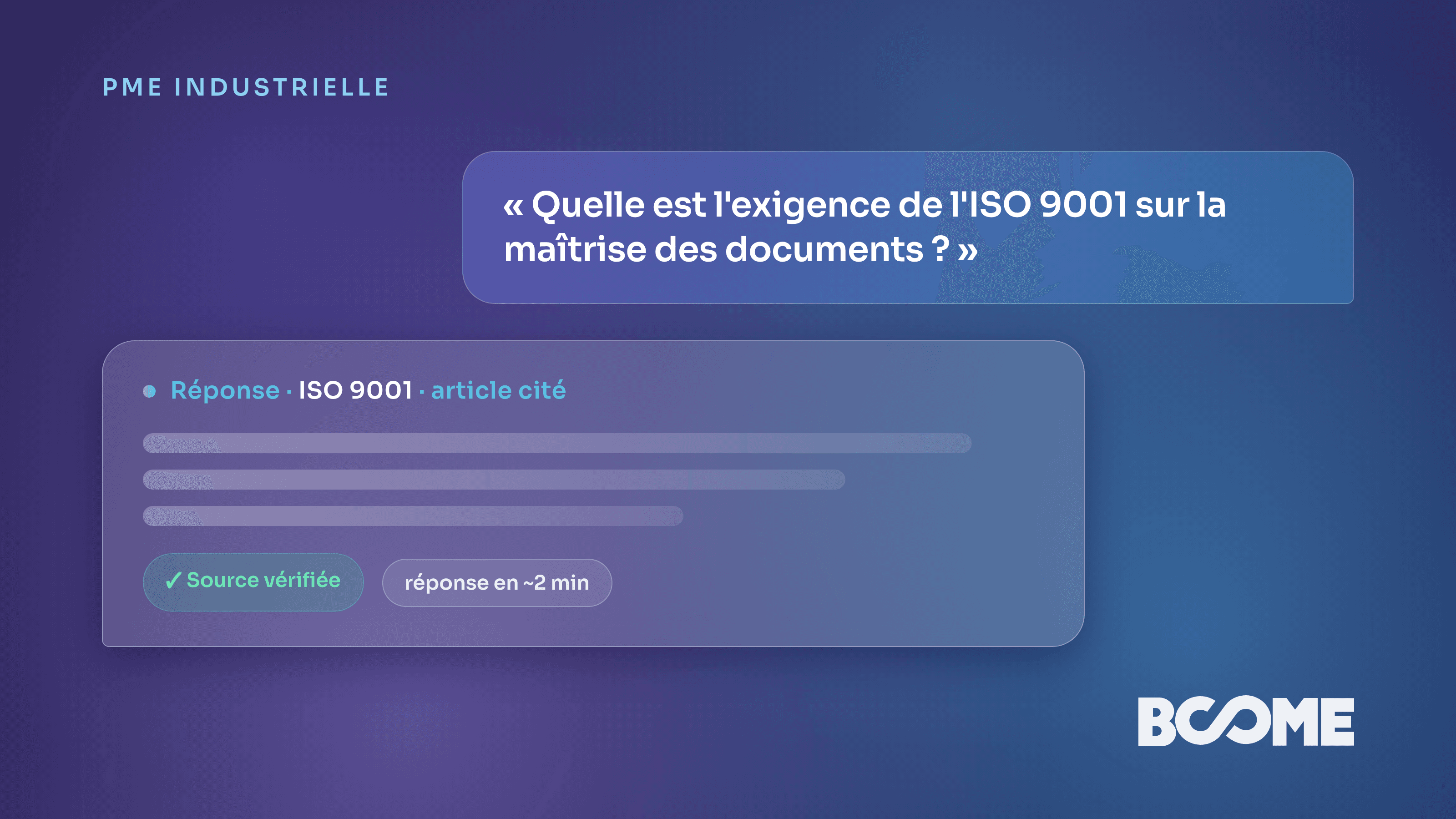 Assistant IA de recherche documentaire ISO 9001 pour contrôleurs qualité en atelier, réponse sourcée immédiate