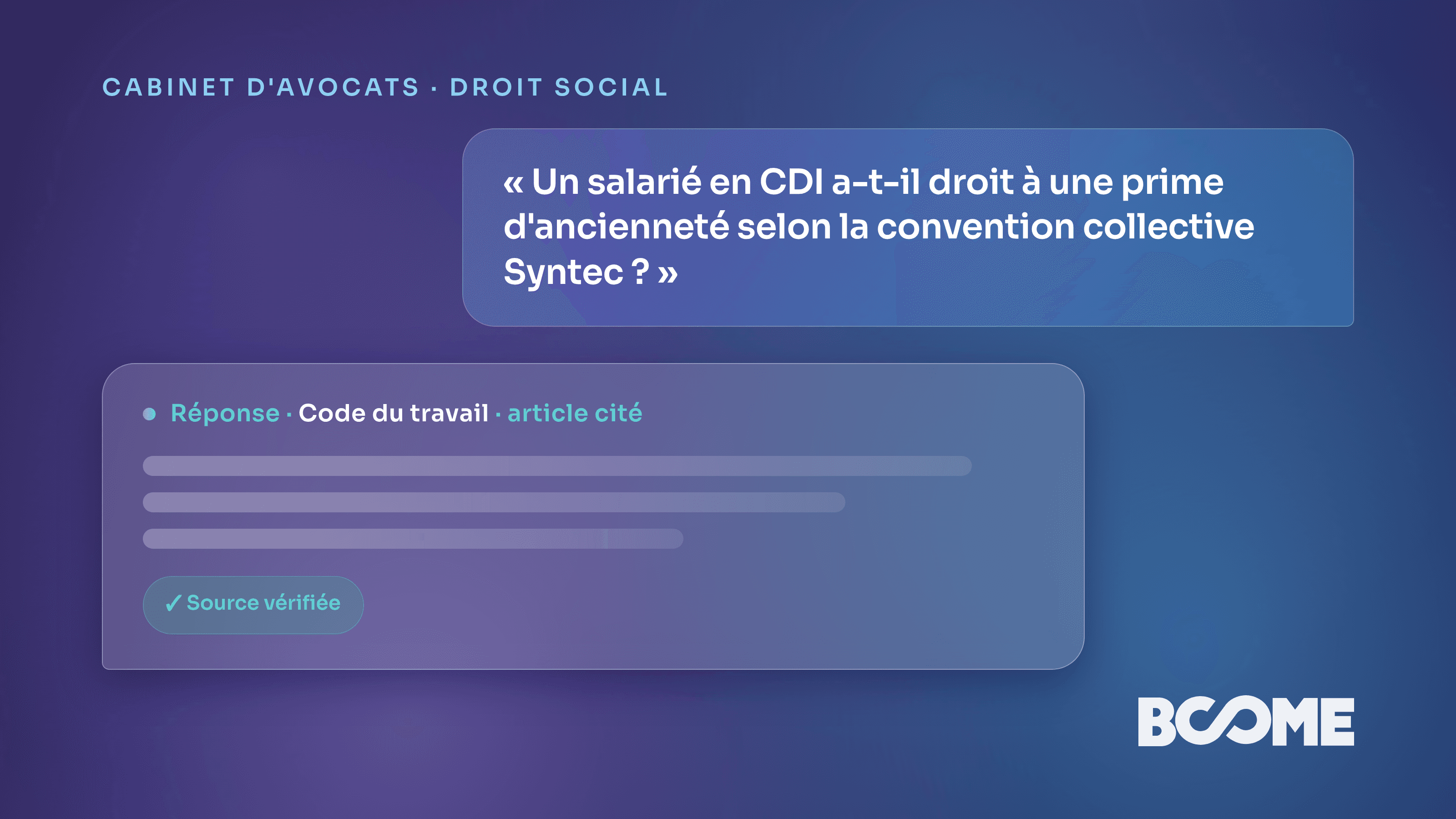 Assistant IA de recherche juridique en droit social pour avocats, réponse sourcée en quelques minutes