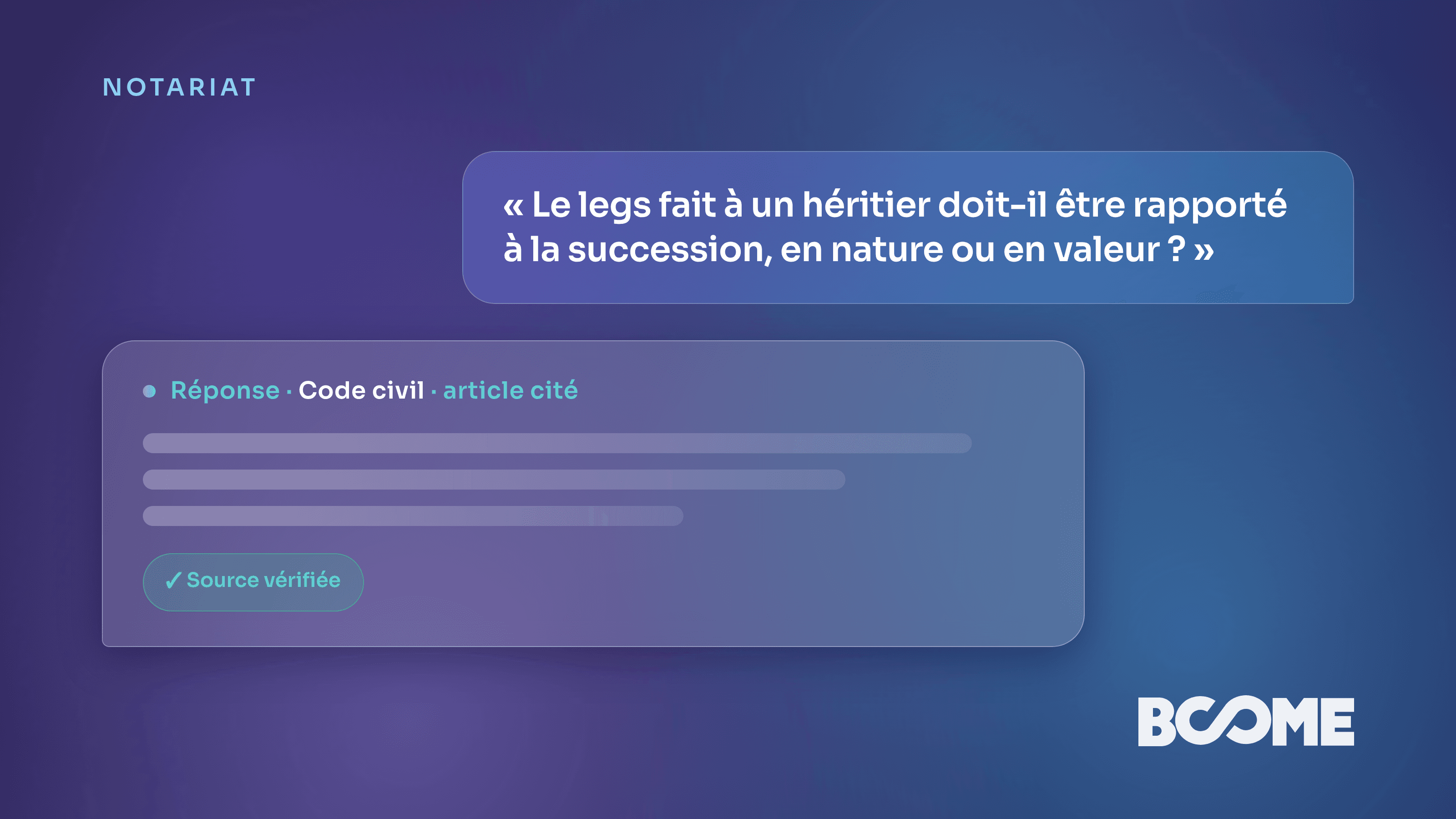 Assistant IA de recherche succession et donation pour notaires, réponse sourcée sur le Code civil